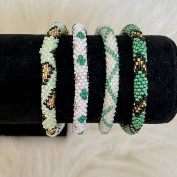 HAND CRAFTED in Nepal Beaded Bracelets
 (set of 4) #214 - Picture 4 of 4